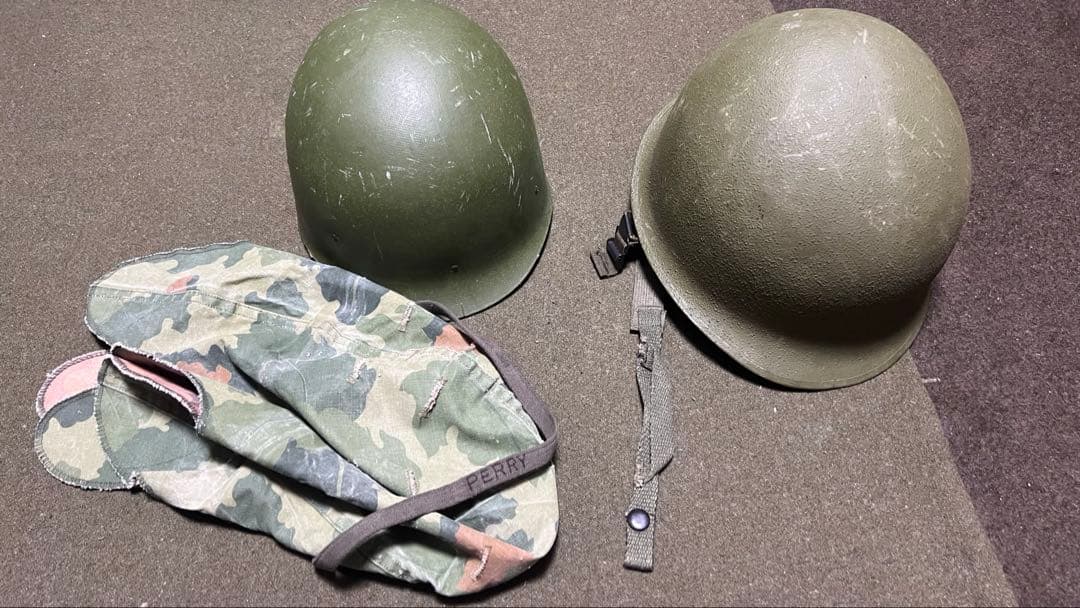 【実物】ヘルメット 米軍 ベトナム戦争M1 軍幕 ミッチェルパターン