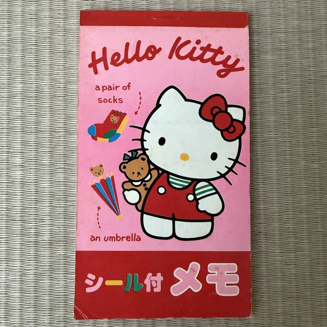 ハローキティ シール付メモ帳 レトロサンリオ旧ロゴ1989 レア日本製