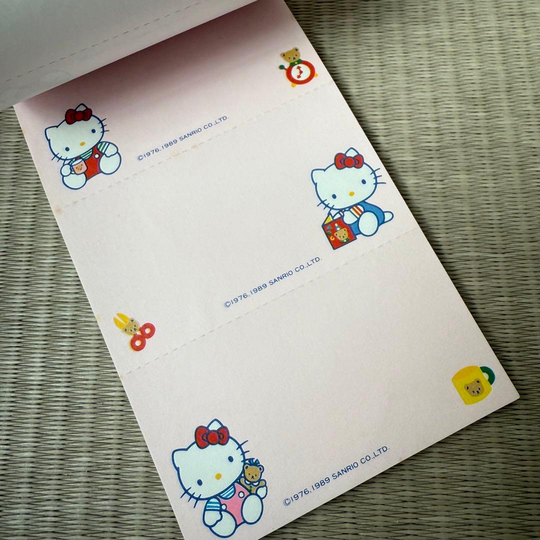 ハローキティ シール付メモ帳 レトロサンリオ旧ロゴ1989 レア日本製