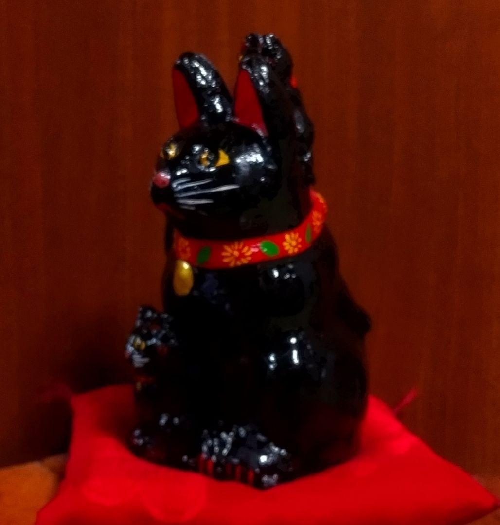 三河招き猫 親子猫 サビ猫＆クロ猫２点セット 土人形 美品