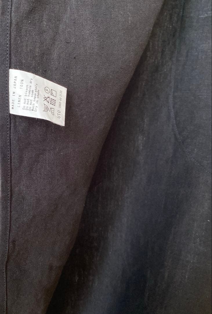 UTO フランスエプロン　リネン　ブラック