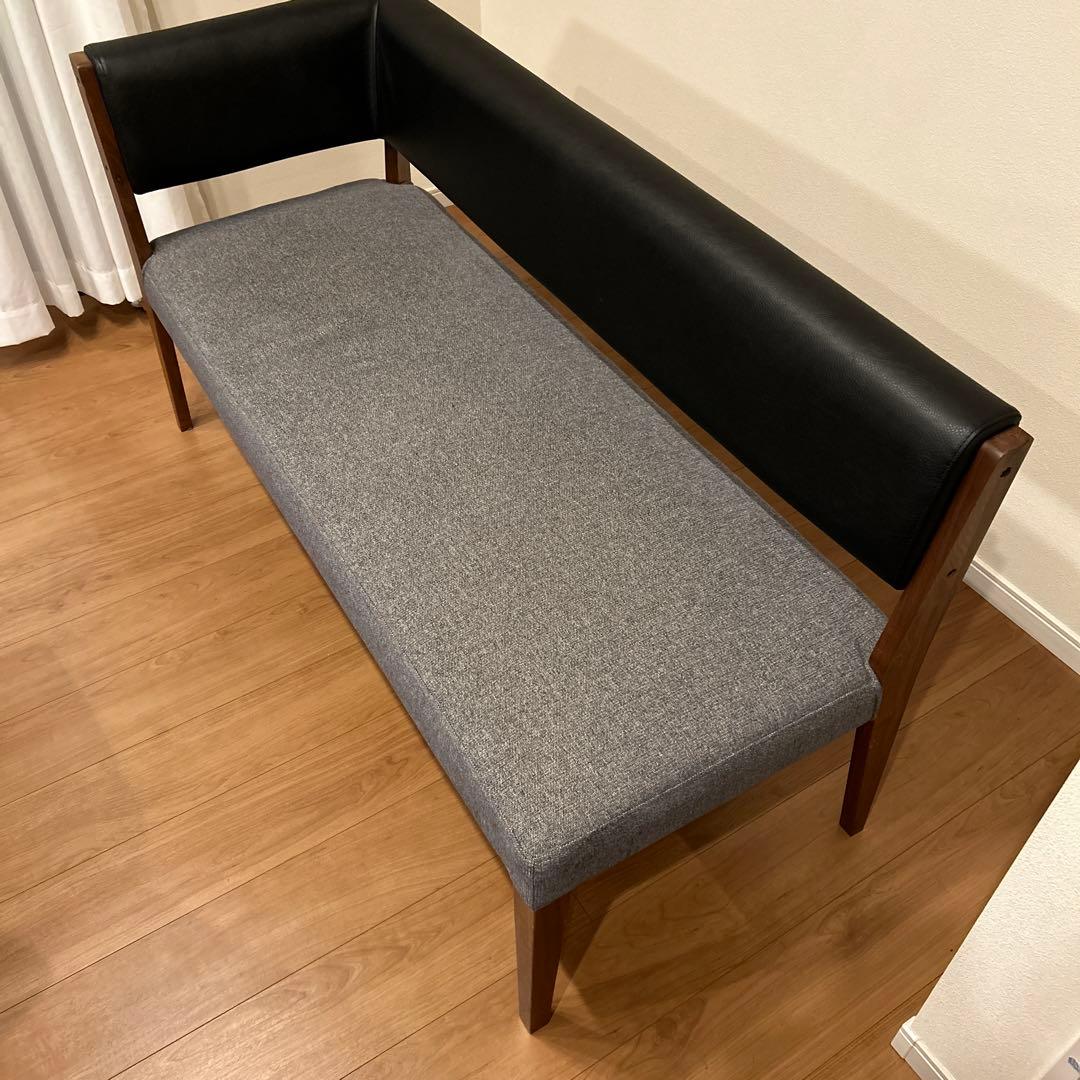 カインⅡ ベンチ 140cm 右肘 ウォールナット PVCブラック