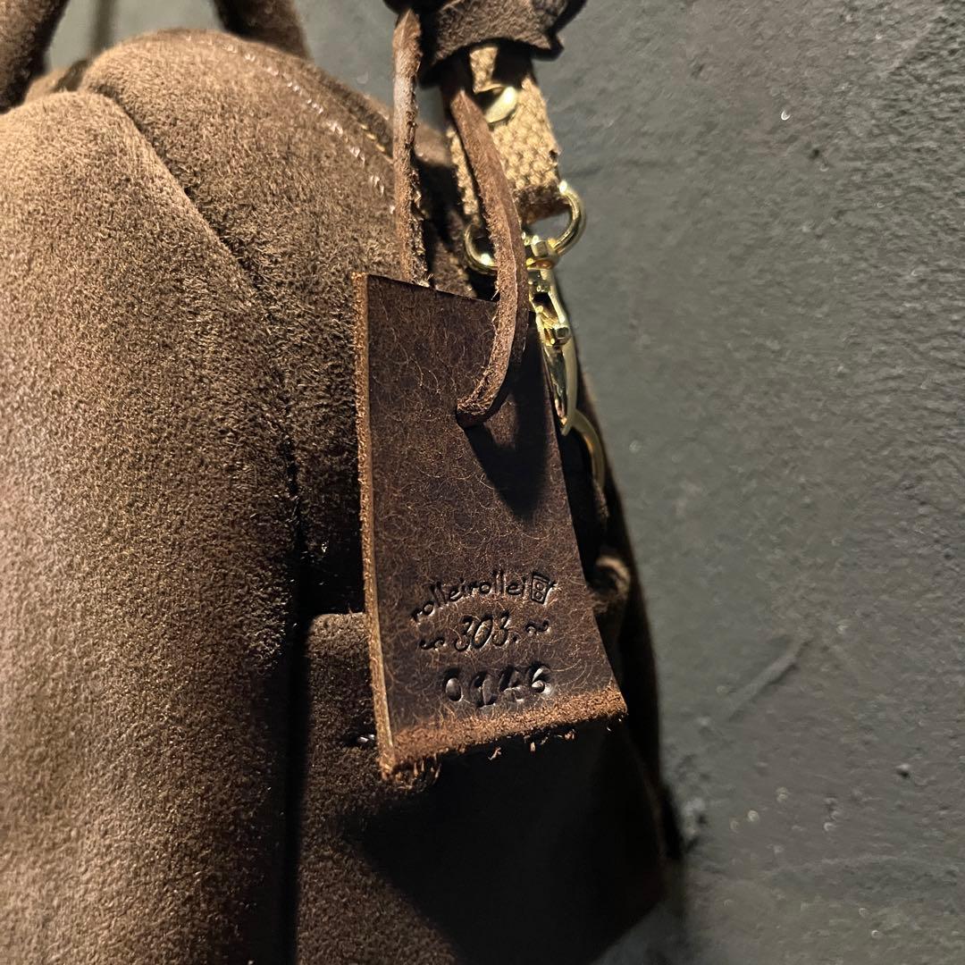 ショルダーバッグ スエード チョコレート色 冬コーデ スエードバッグ kudu革