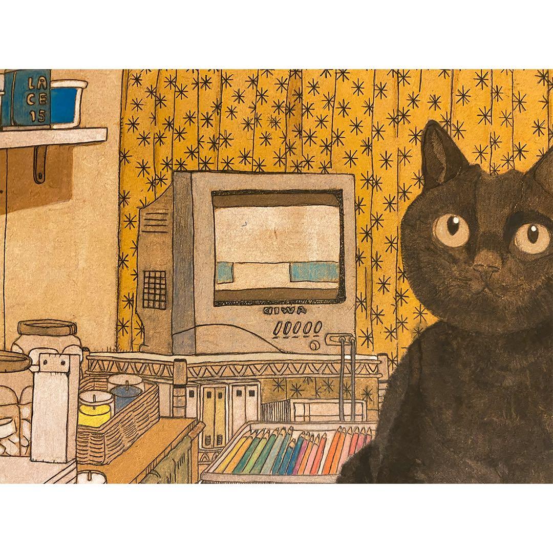 《送料無料》原画「猫の部屋」猫イラスト