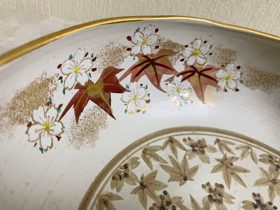 美品 京都雲楽窯6点セット 京焼 清水焼 桜もみじ 陶器 大皿 おもてなし 来客