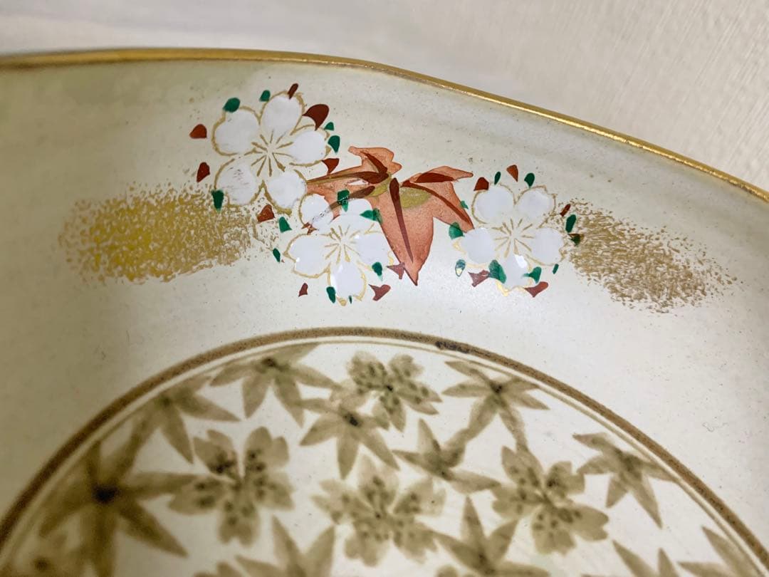 美品 京都雲楽窯6点セット 京焼 清水焼 桜もみじ 陶器 大皿 おもてなし 来客