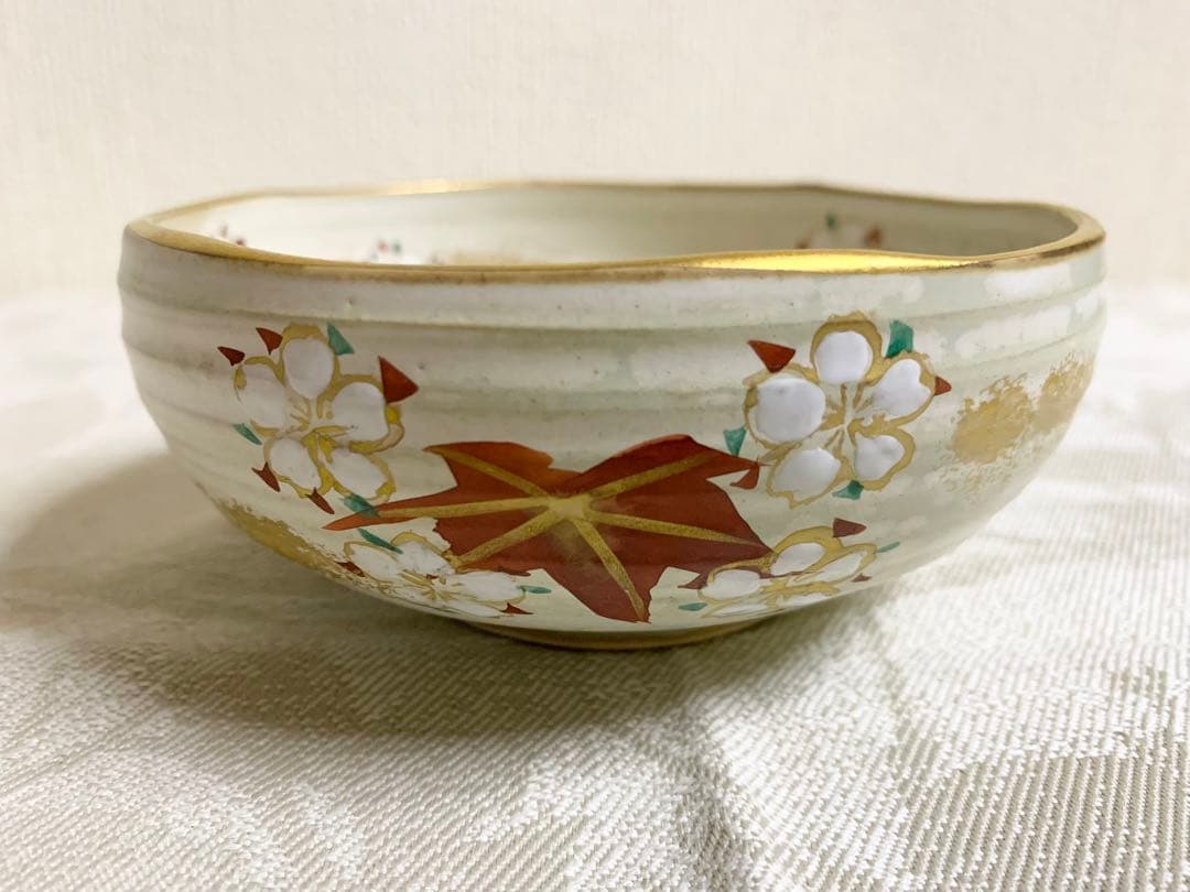 美品 京都雲楽窯6点セット 京焼 清水焼 桜もみじ 陶器 大皿 おもてなし 来客