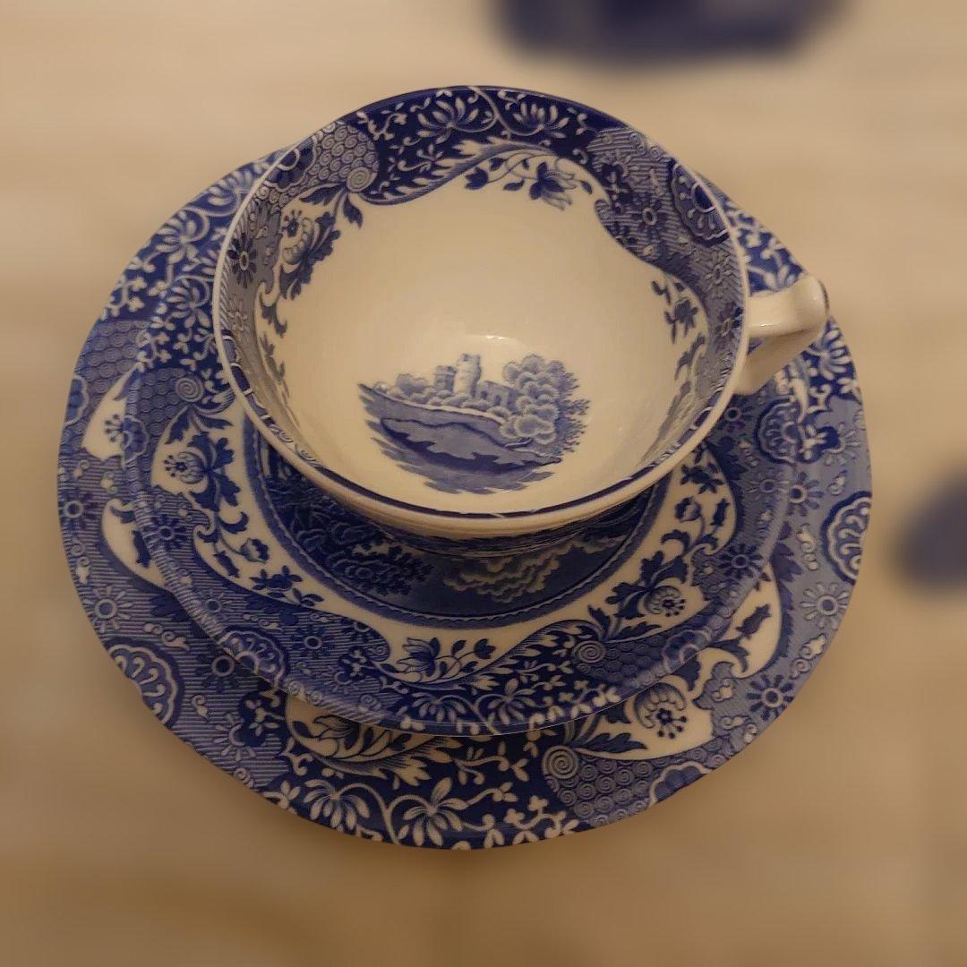 値下げ！！spode 青と白の風景画 ティーセット