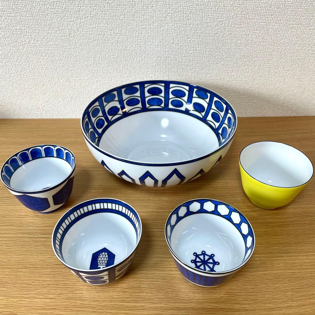 【廃盤 新品 全4種セット】エルメス　ブルーダイユール　ラージボウル