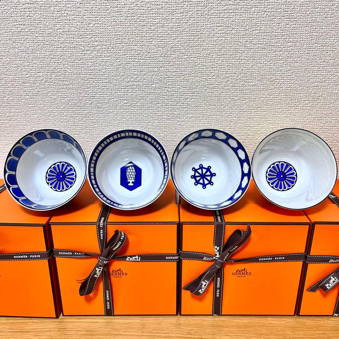 【廃盤 新品 全4種セット】エルメス　ブルーダイユール　ラージボウル