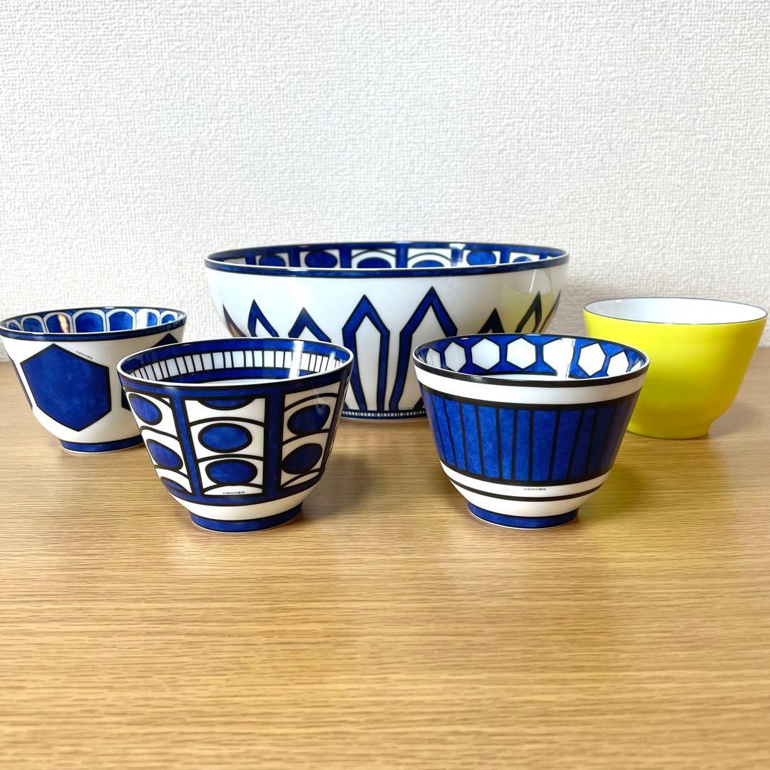 【廃盤 新品 全4種セット】エルメス　ブルーダイユール　ラージボウル