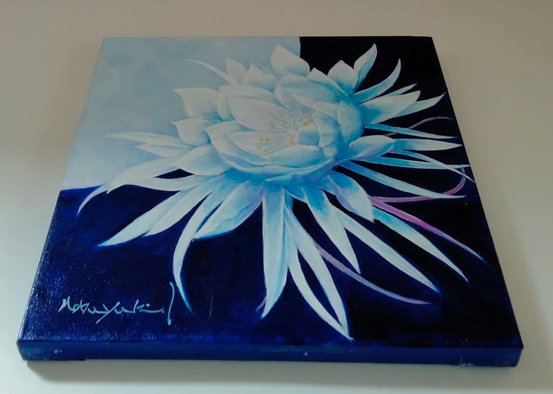 油絵　月光華（月下美人）F3　洋画家・池畠史幸　新作真筆画