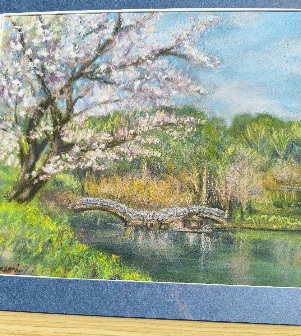 桜　癒しのパステル画 　フレーム付き