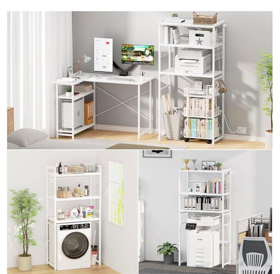 【幅伸縮・2口コンセント・高さ調整】レンジラック ゴミ箱上ラック