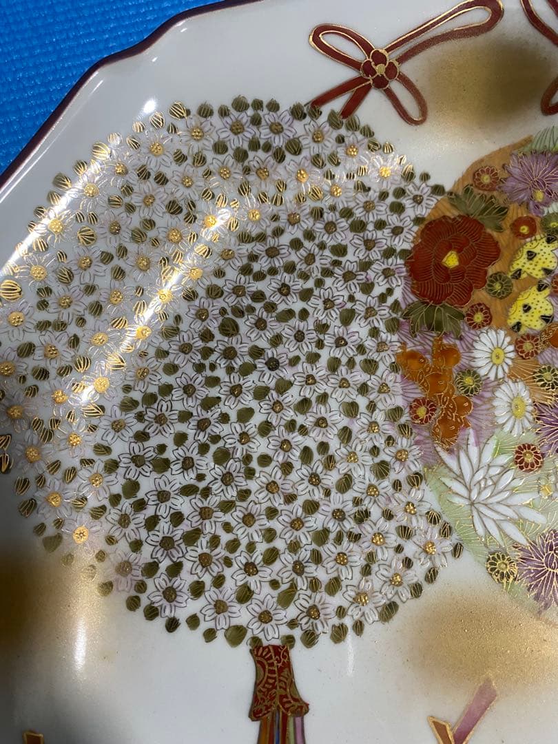 九谷焼　花詰　飾り皿　30㎝