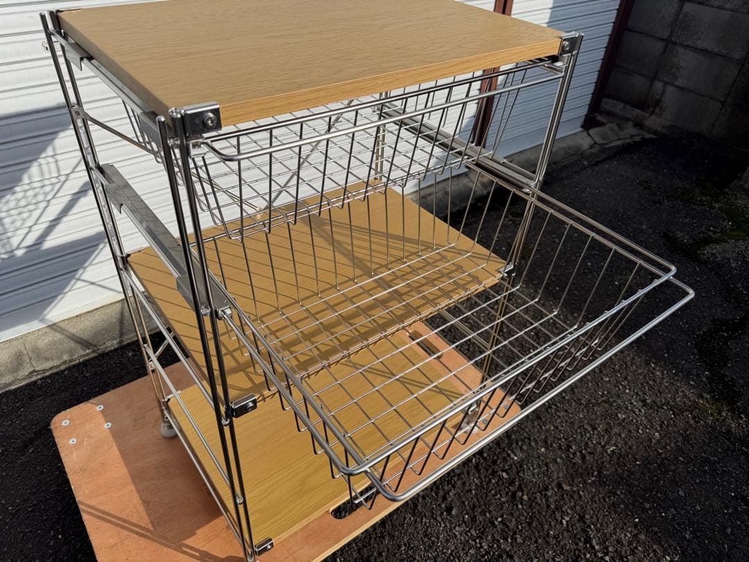 【美品】無印 ステンレスユニットシェルフ オーク材棚セット 小