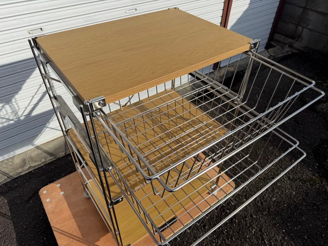 【美品】無印 ステンレスユニットシェルフ オーク材棚セット 小