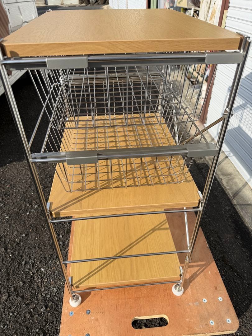 【美品】無印 ステンレスユニットシェルフ オーク材棚セット 小
