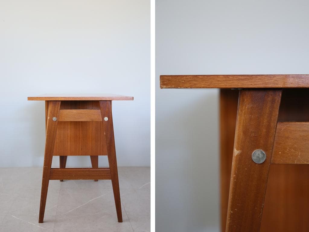 英国アンティーク古木デスク/作業台/勉強机/木製テーブル/オフィス(90-248