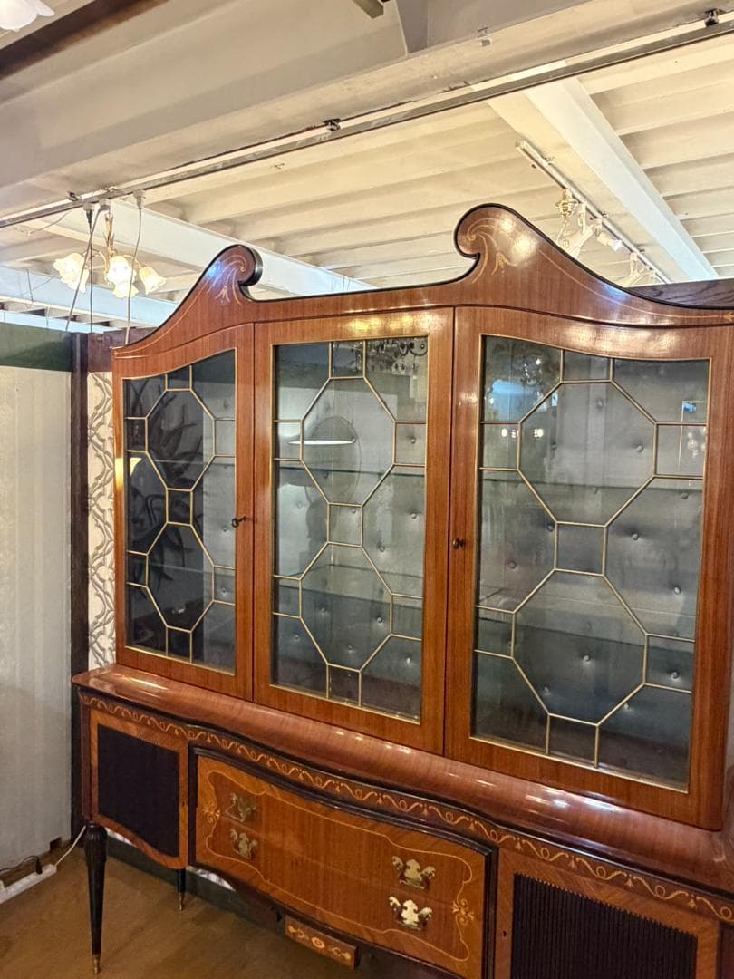 イタリア 象嵌 ブックケース 飾り棚 キャビネット W182cm カントゥ