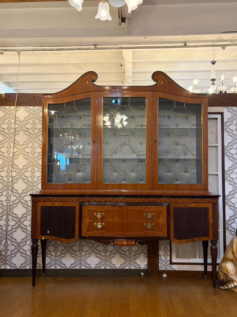 イタリア 象嵌 ブックケース 飾り棚 キャビネット W182cm カントゥ