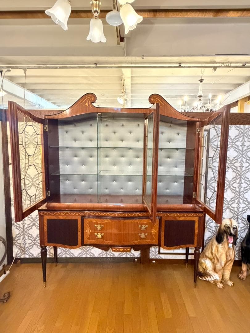 イタリア 象嵌 ブックケース 飾り棚 キャビネット W182cm カントゥ