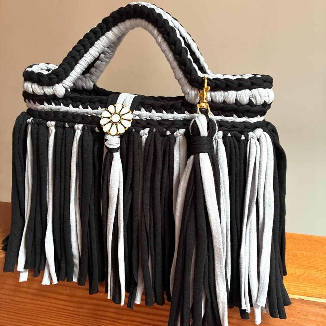 Hanako様♡ズパゲッティ マルシェバッグ　フリンジ