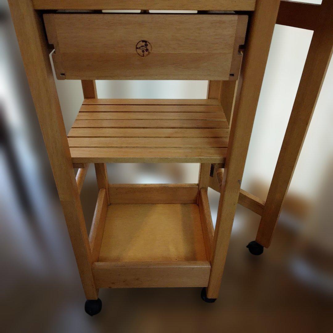 木製・折り畳み式・キッチンワゴン