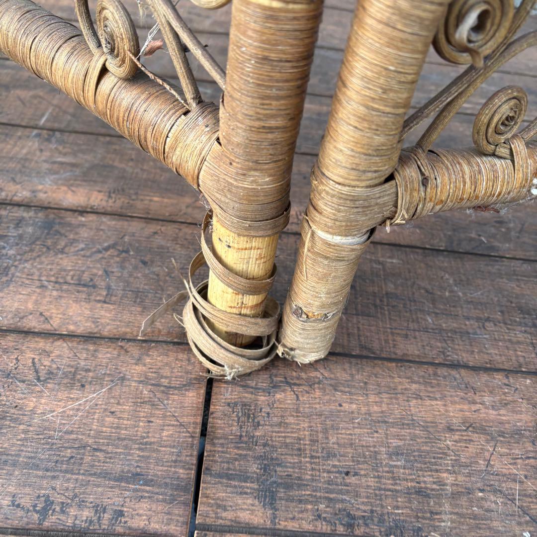 B2 昭和レトロ エスニック 3連 装飾ラタンパーテーション パーティション