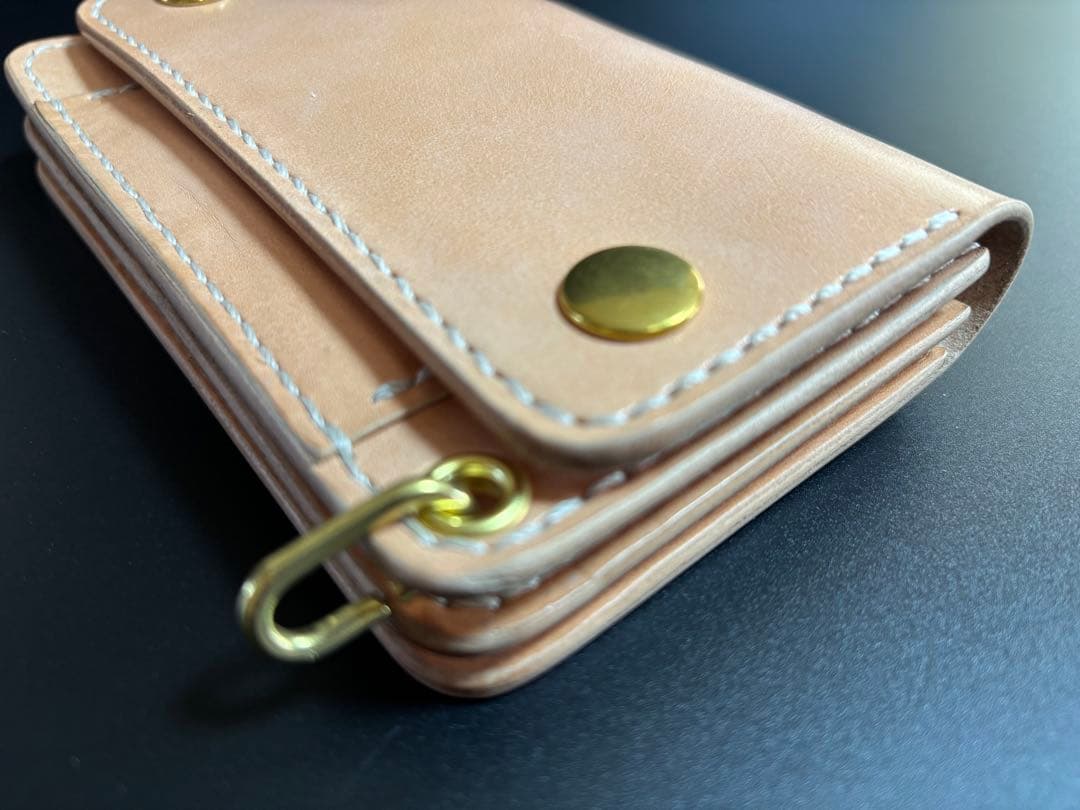 サドルレザー　トラッカーウォレット【Ａ】三層　真鍮　レザークラフト