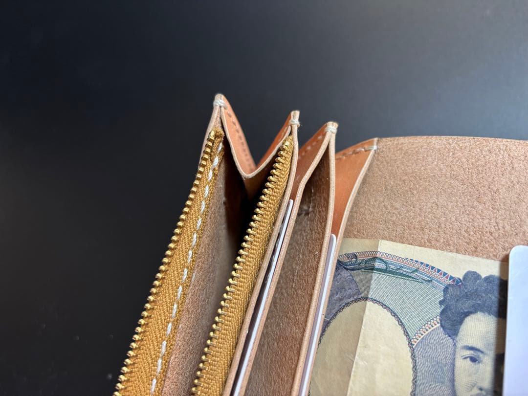 サドルレザー　トラッカーウォレット【Ａ】三層　真鍮　レザークラフト