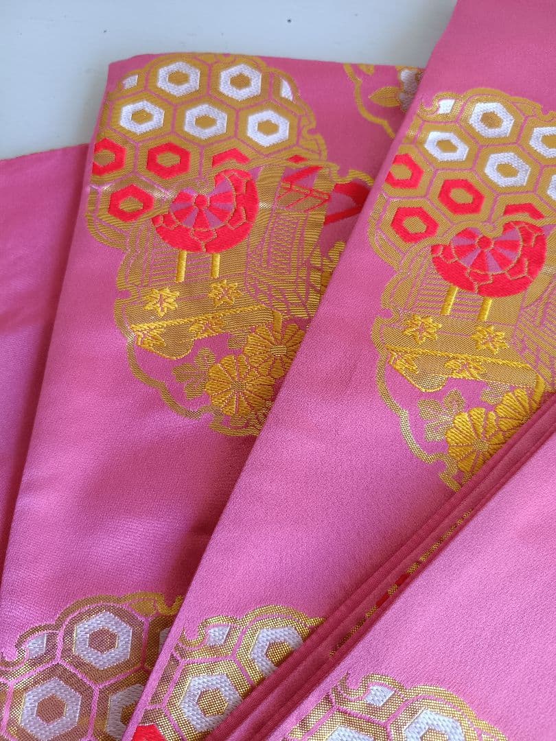 子供　女の子　ジュニア用袋帯　七五三　ピンク