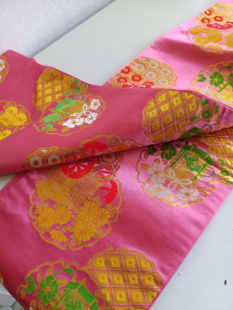 子供　女の子　ジュニア用袋帯　七五三　ピンク