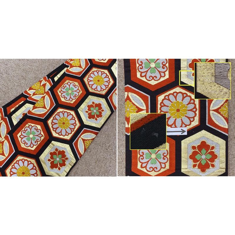 508ag9◎七五三 七歳 女児 アンティーク着物&丸帯 総柄 レトロ◎