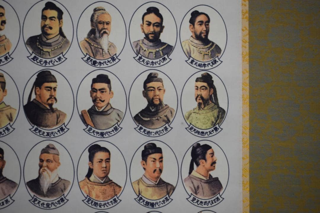 複製/日本国歴代天皇御真影図/歴代天皇/天皇家祖/工芸/布袋屋掛軸HH