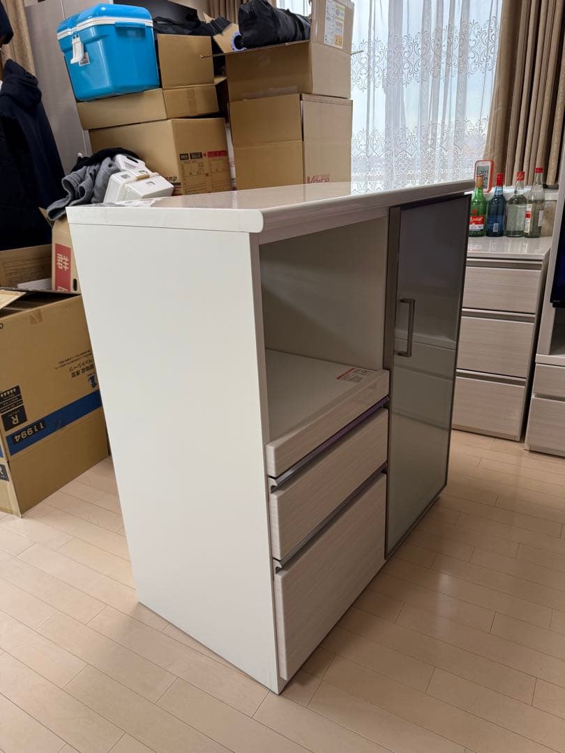 ホワイト キッチン収納キャビネット