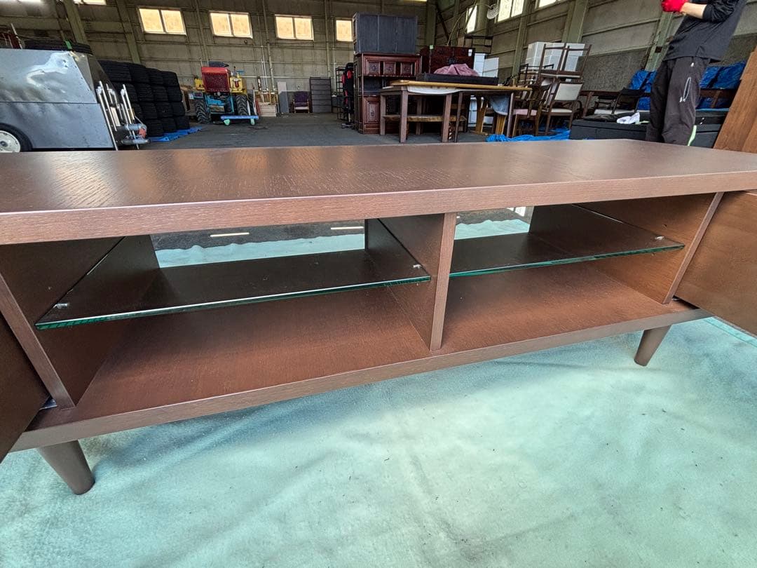 手渡し可 美品 カンディハウス テレビボード エクリプス ガラス棚付 ブラウン