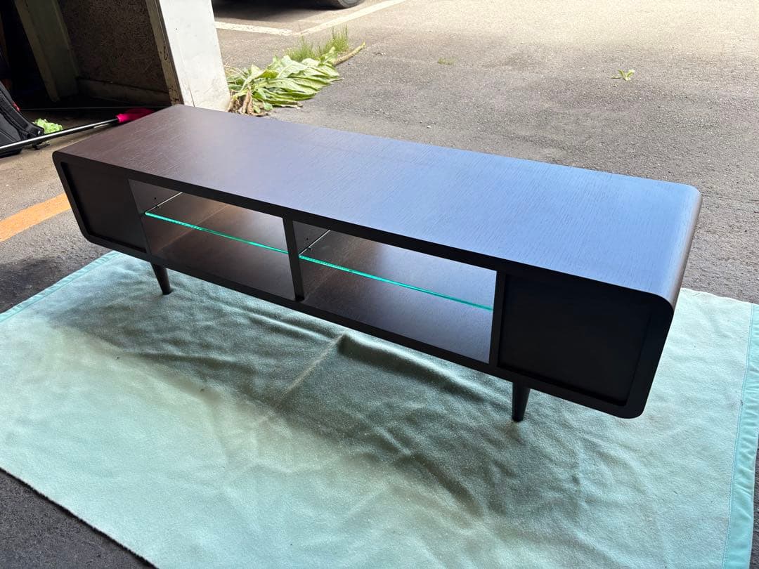 手渡し可 美品 カンディハウス テレビボード エクリプス ガラス棚付 ブラウン