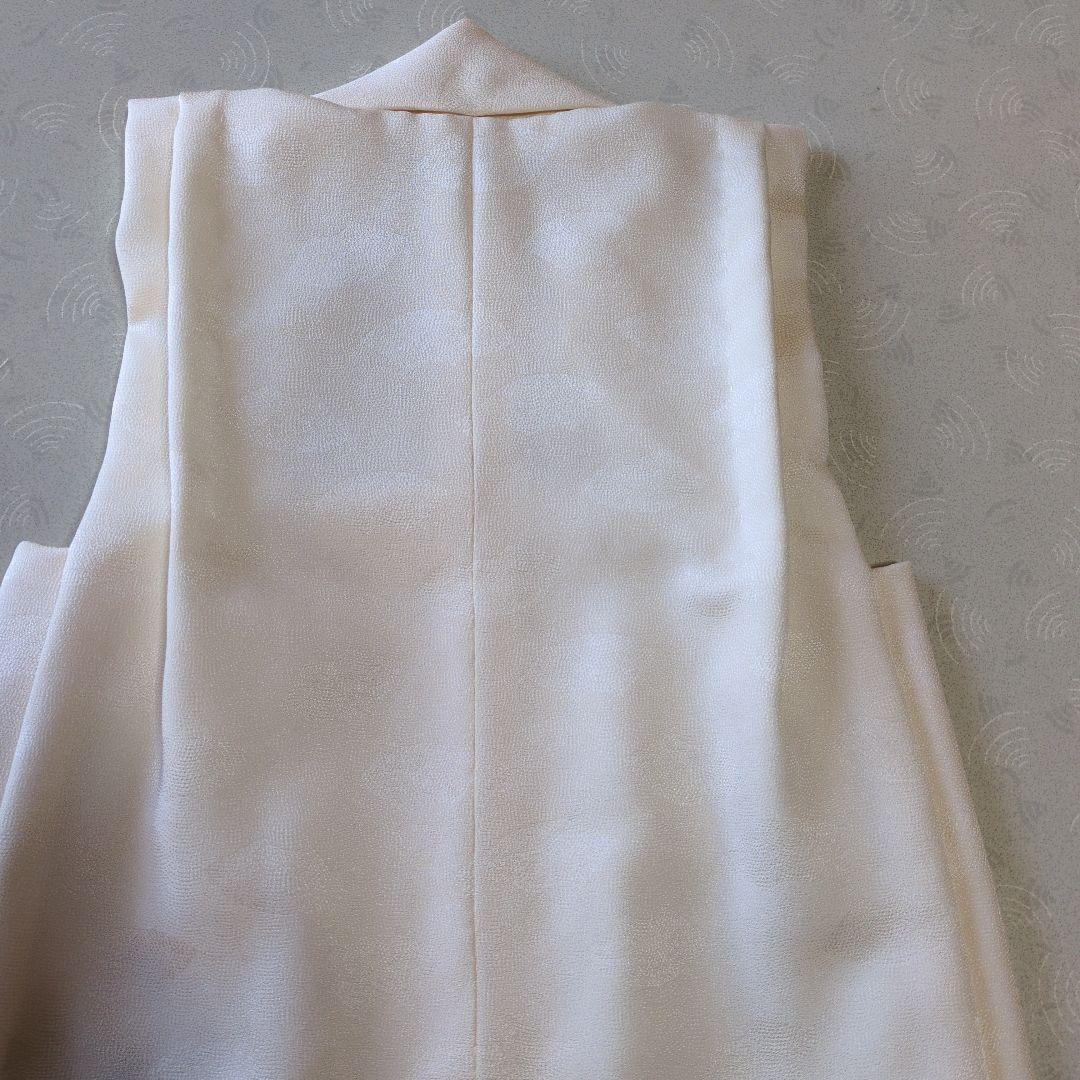 七五三３歳正絹縮緬扇柄入り手縫いの被布（中綿無し）ミルキーホワイト