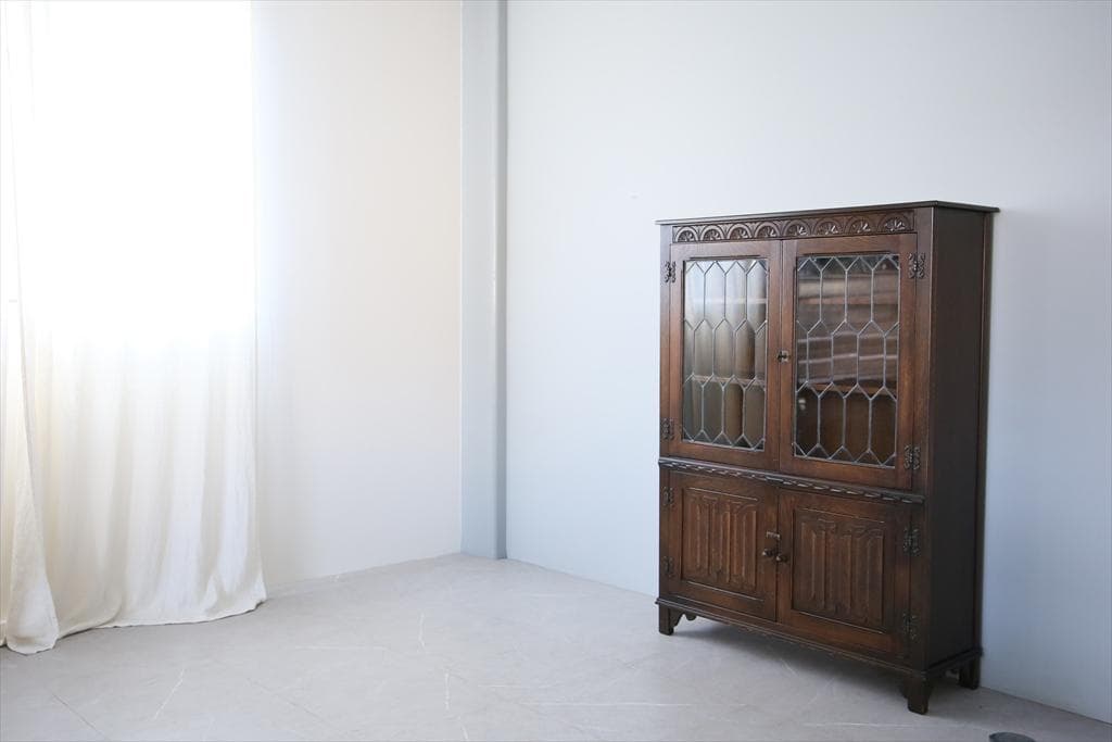 英国アンティークJC社製キャビネット/ディスプレイ棚/本棚/飾り棚(92-20)