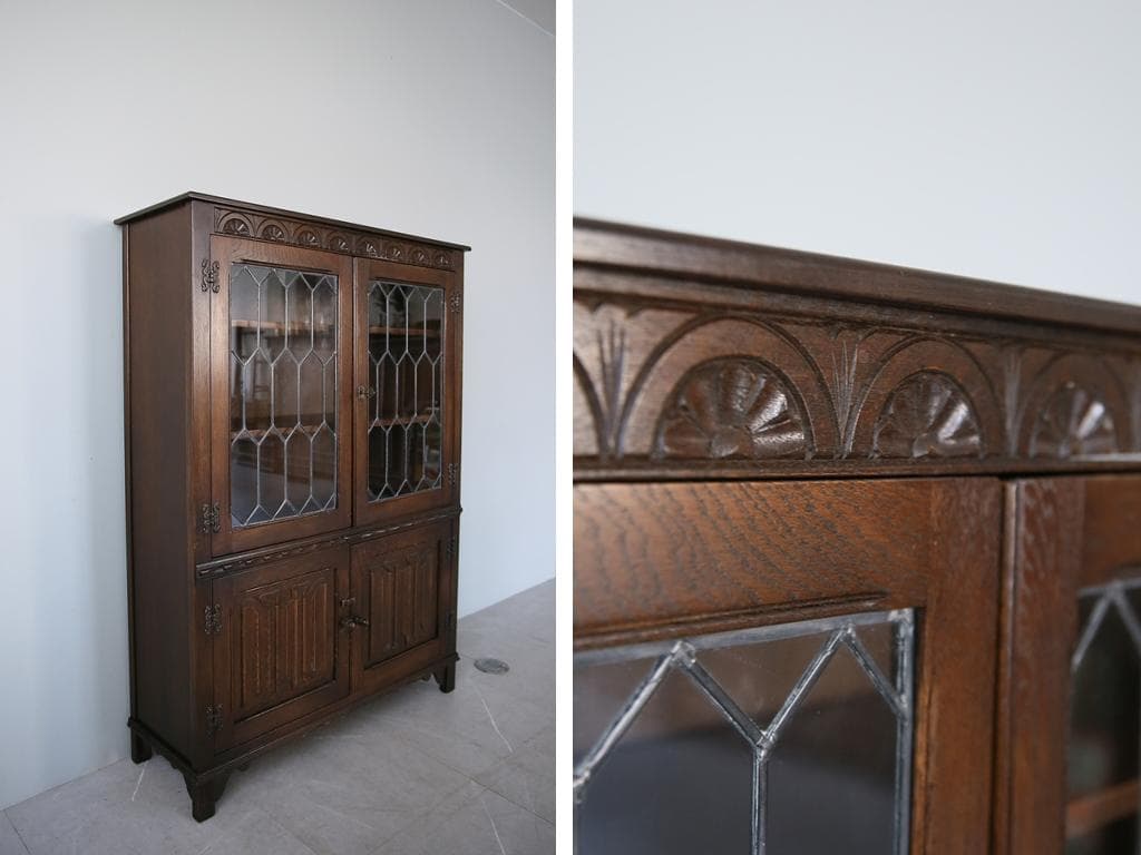 英国アンティークJC社製キャビネット/ディスプレイ棚/本棚/飾り棚(92-20)