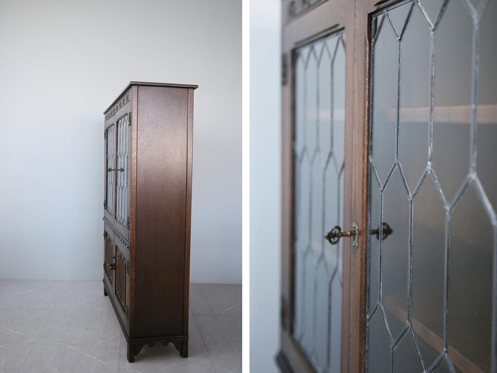 英国アンティークJC社製キャビネット/ディスプレイ棚/本棚/飾り棚(92-20)