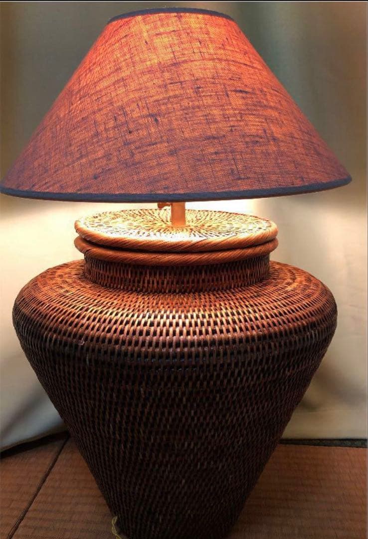 大きなラタンランプ　アタ　藤