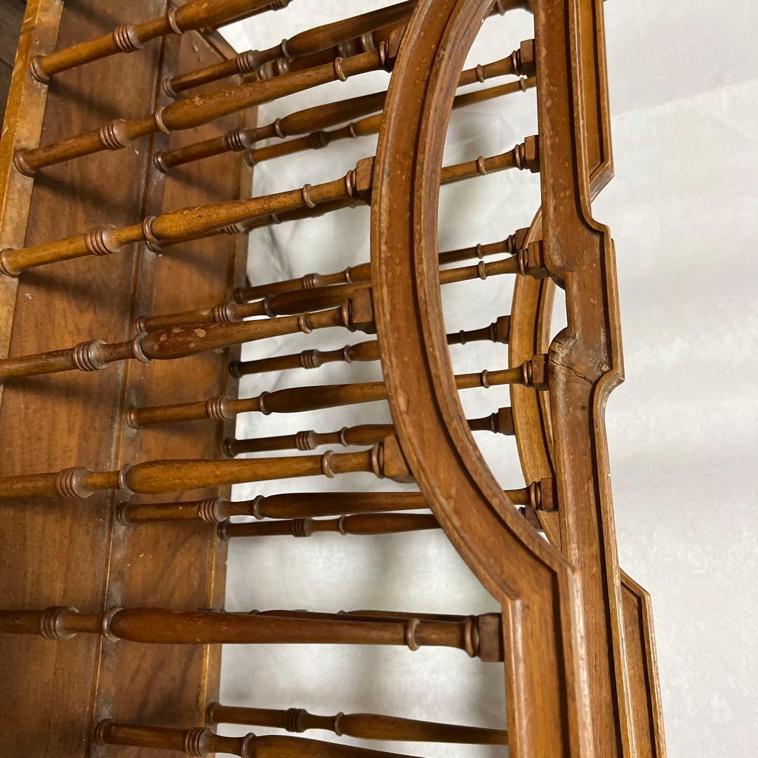 フランス　アル・デコ木製マガジンラック ブラウン スピンドルデザイン