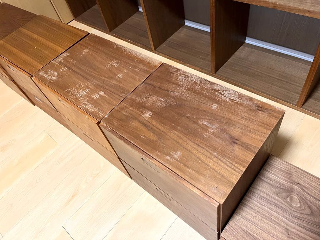 無印 スタッキングシェルフ 5×2 ウォールナット 引き出し付き