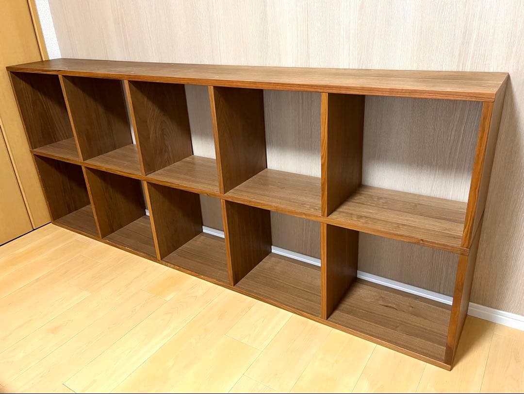 無印 スタッキングシェルフ 5×2 ウォールナット 引き出し付き