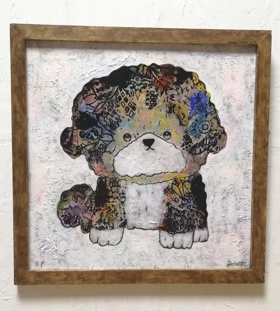 額付き銅版画応用絵画　title「ミラクルわんこ」3
