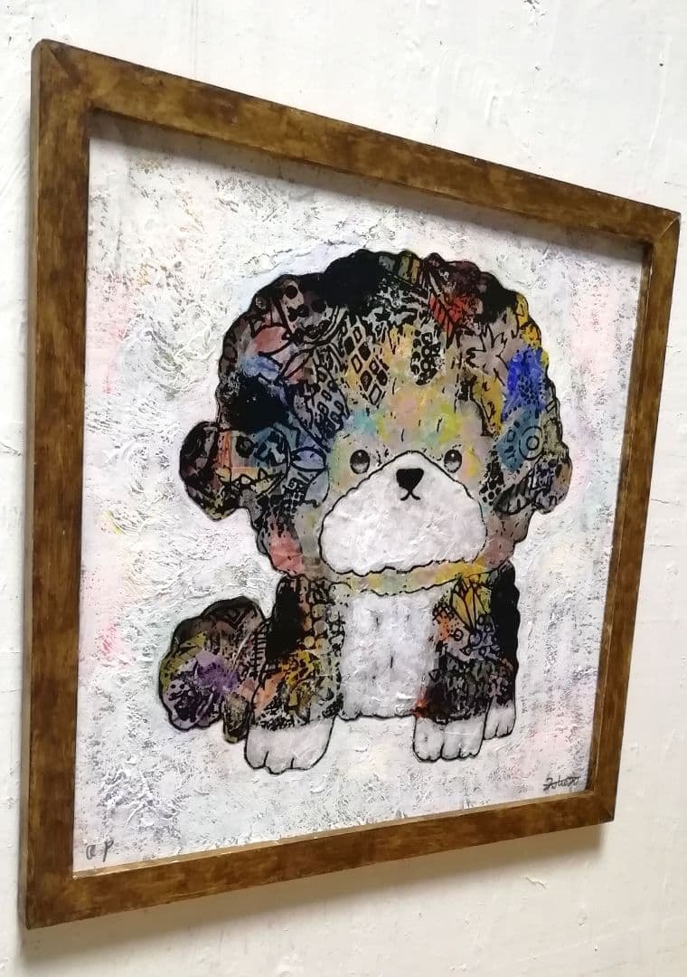 額付き銅版画応用絵画　title「ミラクルわんこ」3