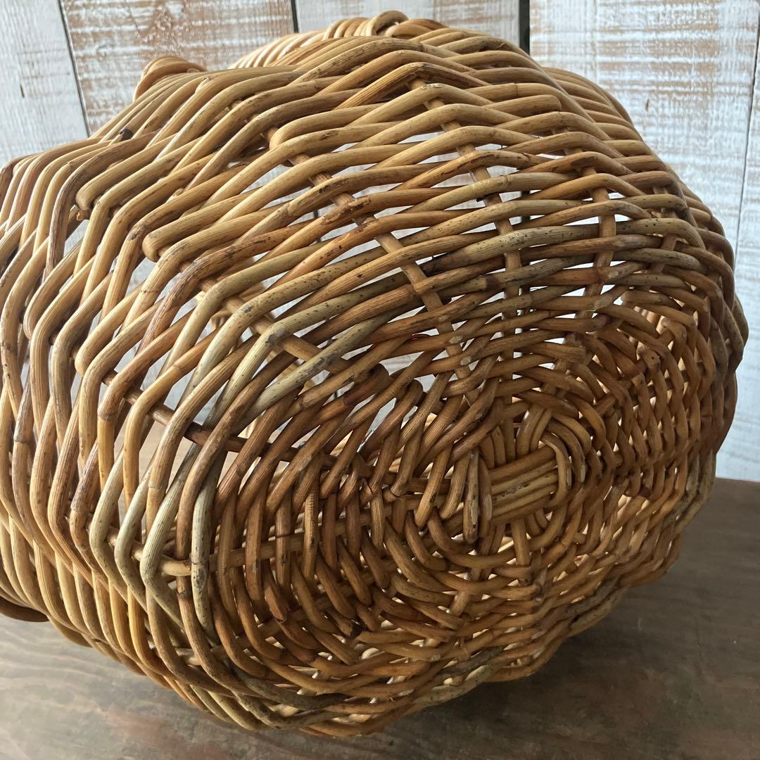 ヨーロッパ ヴィンテージ 蚤の市 アラログ ワンハンドルバスケット 籐カゴ