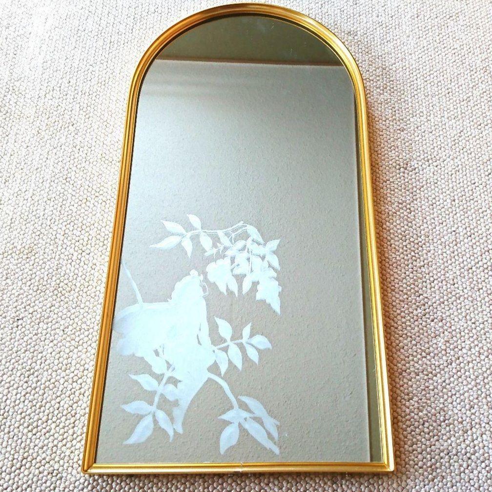 ウォールミラー ゴールド サンドブラスト 壁掛け鏡 アーチ 日本製